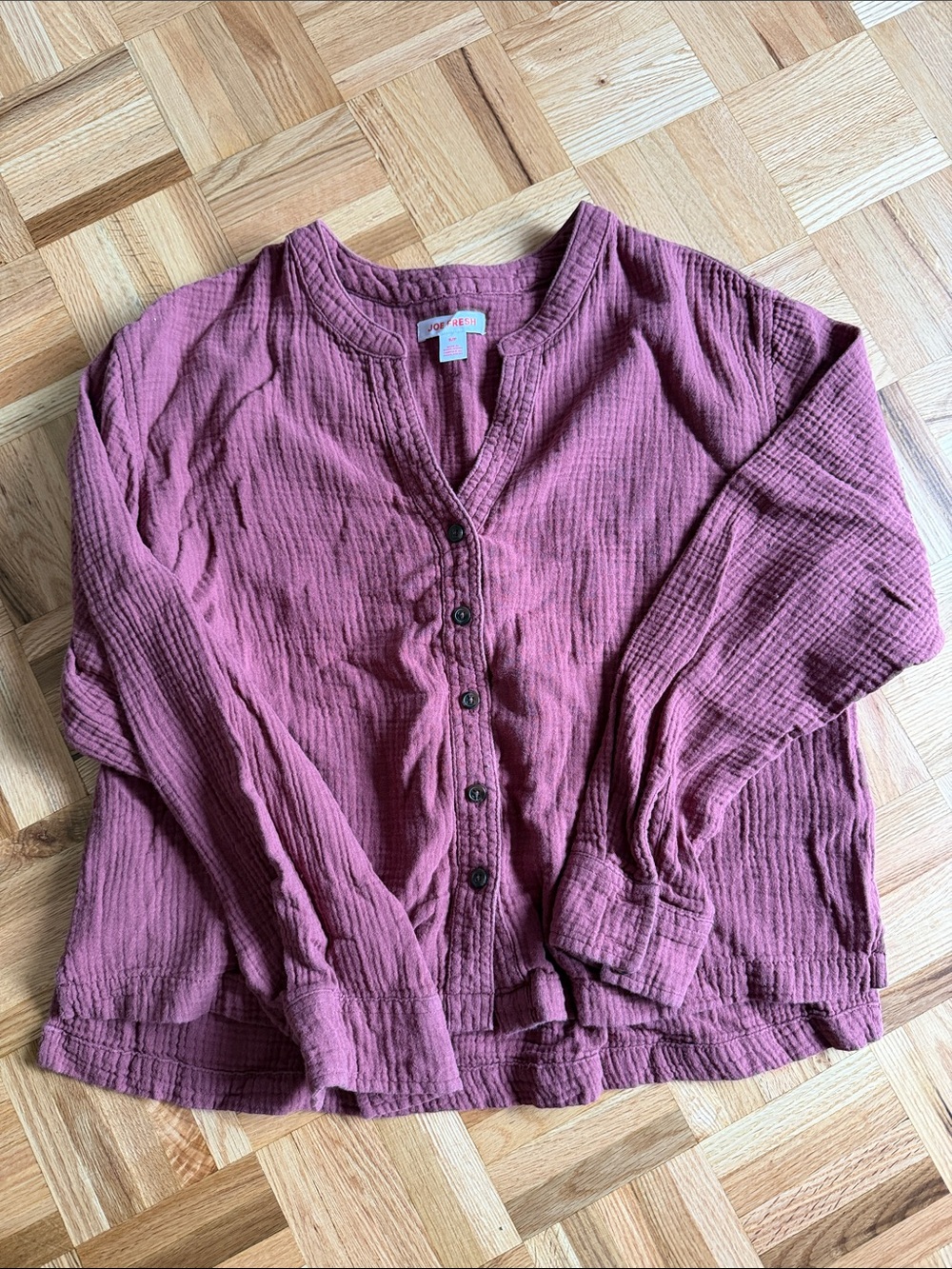 Mauve Button-Down Gauze Top